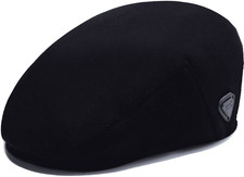 Black Woolmix Peaky Flat Cap