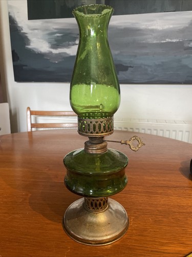 Vintage green oil lamp - green, in