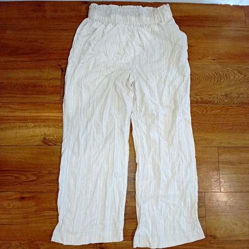 Ladies linen cream stripe - linen,