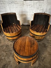 Whiskey Oak Barrel Chair and Coffe Table Set Solid Wood