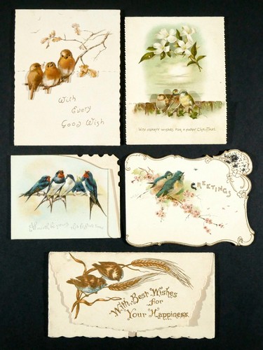Antique cards scraps - cards, birds