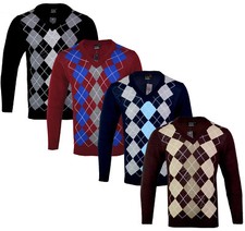  Mens Argyle V Neck Long