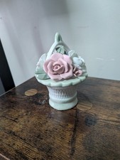 Vintage Porcelain Flower Basket Ornament – Capodimonte Style Floral Arrangement