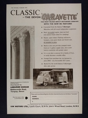 1961 volkswagen bus devon - vw,