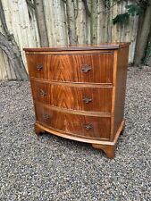 Antique Reproduction Mahogany 3 Drawer Bow Fronted Chest Of Drawers 