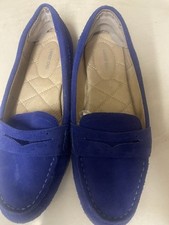 LAND’END-Royal Blue Suede Leather Moccasins Loafers Driving Flats Shoes -U.K-4.5