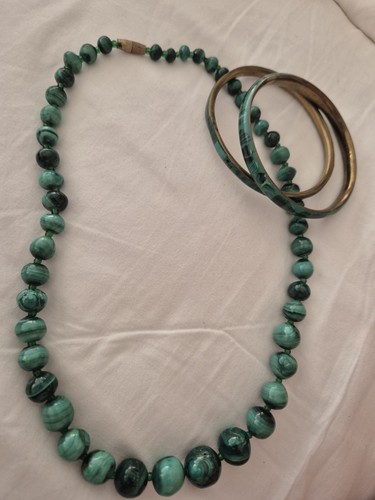 Vintage malachite necklace - malachite, 2
