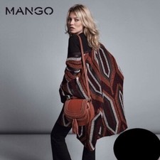 Kate Moss Mango Suit Geometric Open Front Alpaca Cape Wool Blend One Size RP £89