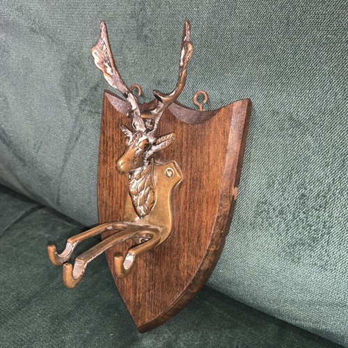 Antique brass stag key - brass, key/dog