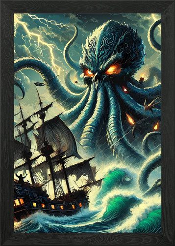 Kraken and ship stormy sea - kraken,