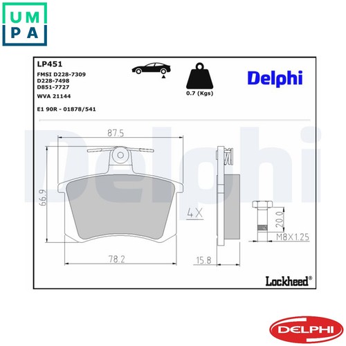 Brake pad set - brake, lp451