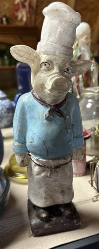Vintage pig chef statue figure - vintage,