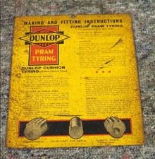 ⭐ Extremely rare Double sided tin sign- Dunlop Pram Tyring 10" x 8"  1930s