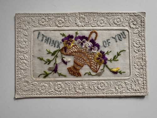 Ww1 silk embroidered postcard - silk,