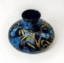 MOORCROFT - Gentian Design Squat Pot by Sian Leeper.