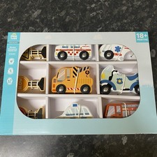 Aldi Little Town Wooden Toys Emergency Vehicles Set 9 Pieces 18 months+