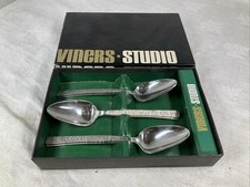 6 Viners Studio Grapefruit Spoons Retro Vintage Cutlery Bark Box Stainless Steel