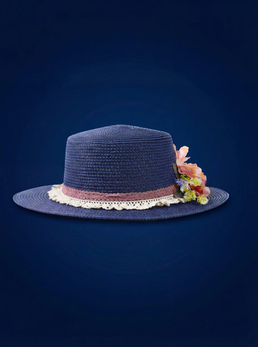 Navy blue straw - navy, boater