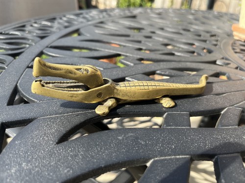 Vintage solid brass crocodile - brass,