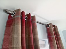 Dunelm Highland Woven Check Eyelet Wine Red & Brown Curtains 117w 182d