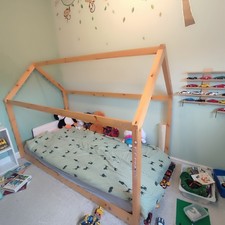 Single Kids Tree House Wooden Canopy Bed In Good Used Condition Collection Only