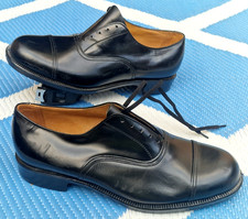 Vintage ' Bata Black Leather Formal Shoes ' British Army Officer Size 7L New ***
