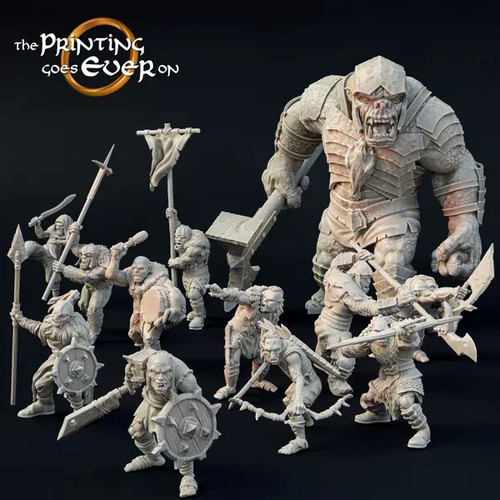 Orc warband with troll - warband, troll.