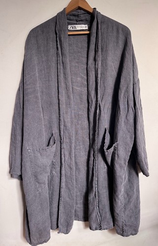 Zara gray linen open kimono - zara,