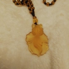 Rare Yellow Honey Coloured Fantail Goldfish With Beaded Necklace