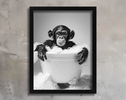 Black and white chimp - black, wall