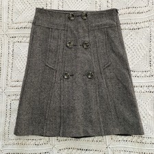 United Colors Of Benetton Skirt Size 38 UK 8-10 Wool Tweed Knee Length 