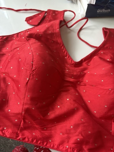 Red saree blouse - red,