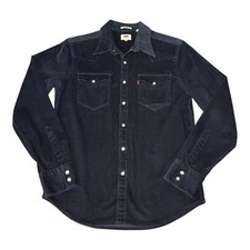 Levi's Corduroy Western Shirt Mens M Medium Dark Blue Long Sleeve Pearl Snap