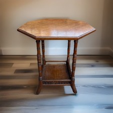 Vintage Hexagonal Oak Occasional Table 