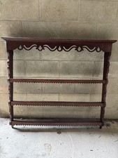 Large Antique Scalloped Wall Shelving Wavy Egde Plate Rack  