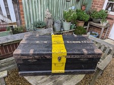 Antique/Vintage Military ~Steamer~Trunk~Box~Table~Storage~Zinc Lined~Campaign~