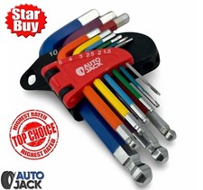 Ball End Hex Key Set 1.5–10mm – Colour Coded Short Metric Allen Keys w/ Holder