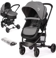 Hadwin Pram 2-in-1 Travel System with Lying Function for Toddler-Black & Grey