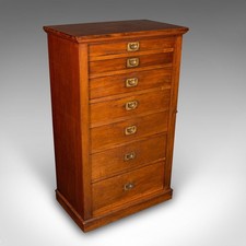 Antique Wellington Chest, English Walnut Specimen Collector's Drawers, Victorian