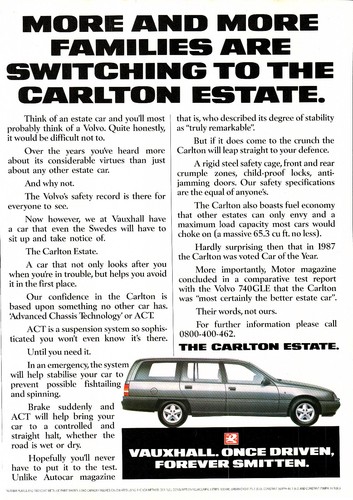 1988 advert vauxhall - vauxhall, carlton