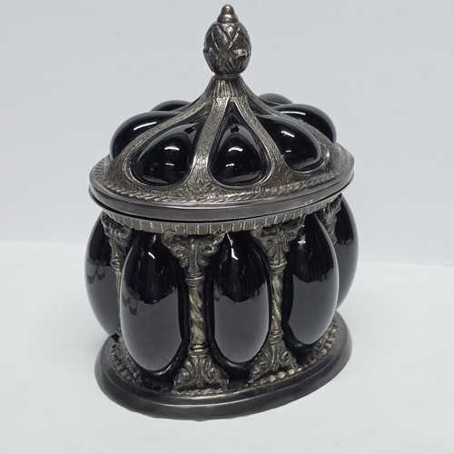 Vintage black glass hand - vintage, blown