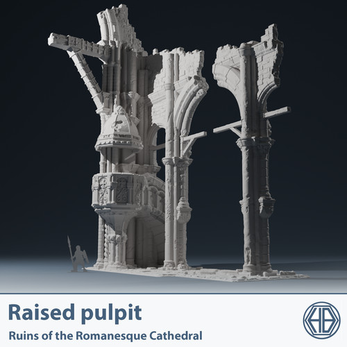Ruined cathedral pillar with - ruined,