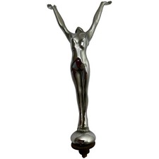 British Art Deco Original Nubile Chrome Classic Car Diving Lady Mascot Sculpture