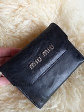 MIU MIU LADIES BLACK SOFT  LEATHER  FOLDOVER  WALLET PURSE. SMALL SIZE