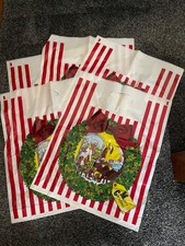 Retro Vintage Christmas Plastic Carrier Gift Bags x 5 - 1970s Santa Father Xmas