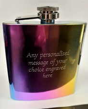 Personalised Rainbow Hip Flask Engraved Wedding Man Cave Bar Groom ChristmasGift