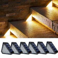 6 Pack LED Step Lights Solar IP67 Waterproof Outdoor Garden Path Stair Step Lamp