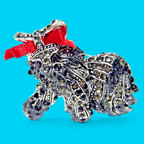 Little yorkie dog brooch - little,