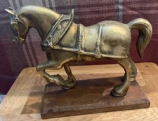 A LARGE VINTAGE BRASS HORSE ON