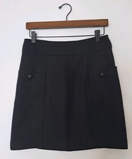 UK 8 W29" Wool Blend A Line Mini Skirt Black by Malau Sander Copenhagen VGC